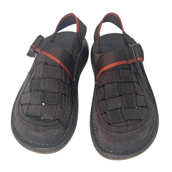 Chaco Paonia Leather Fisherman Sandals Mens 9 Brown Woven Casual Comfort Clogs - Picture 3 of 8